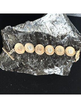 7.5" Vintage Sigrid Olsen Mixed Metal Two Tone Sun Disc Toggle Bracelet Boho